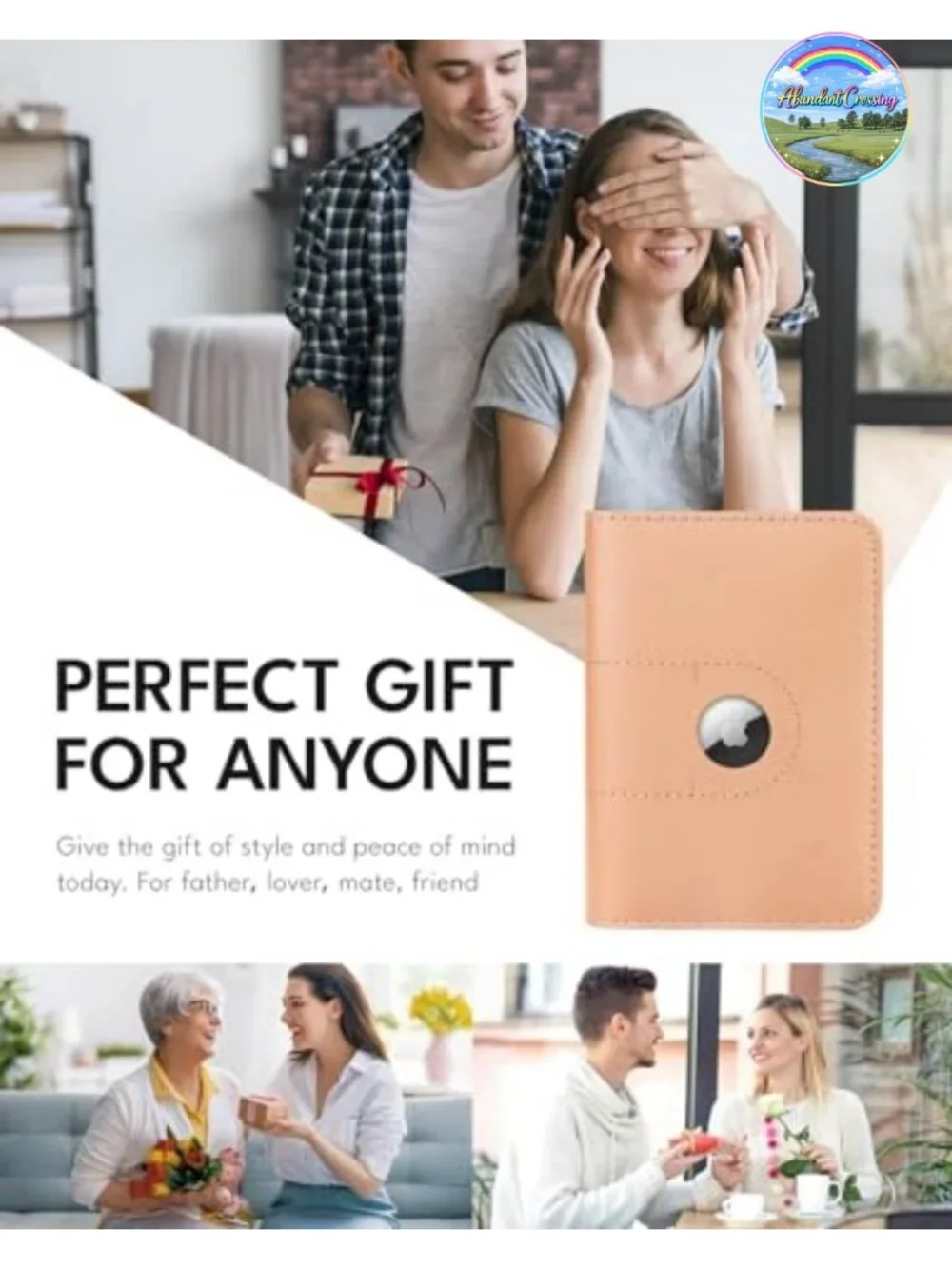Genuine Leather Passport Holder Wallet with AirTag Slot Travel Accessory